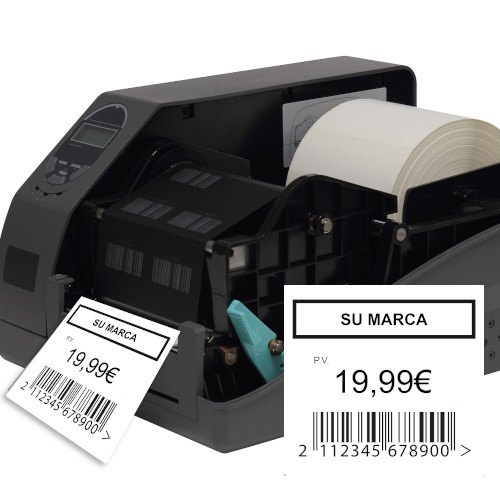 Barcode label printer isolated over white background